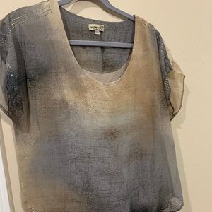 Dusty, cloud sheer top over tan tank!